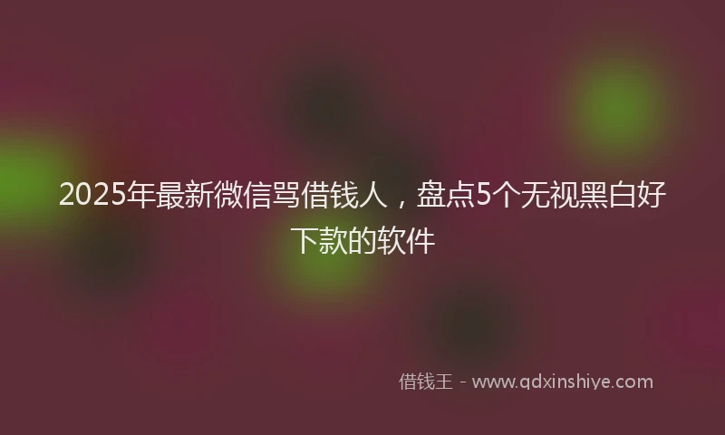 2025年最新微信骂借钱人，盘点5个无视黑白好下款的软件