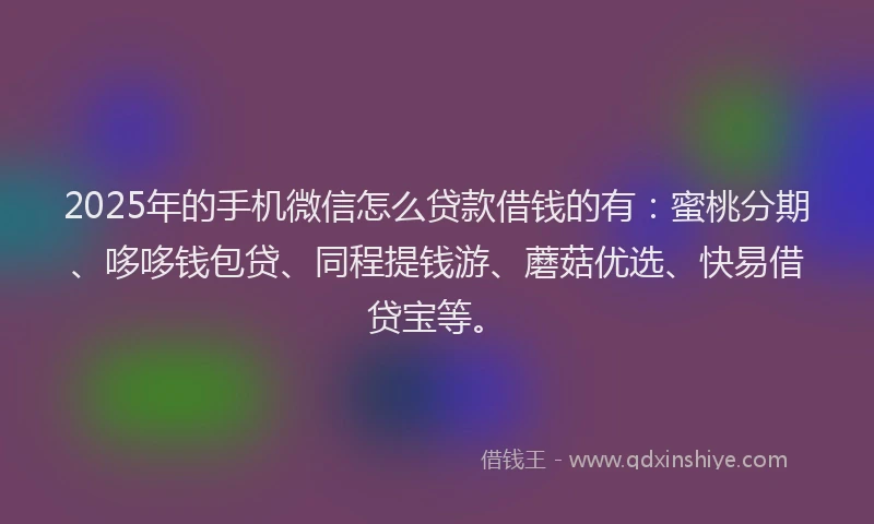 2025年的手机微信怎么贷款借钱的有：蜜桃分期、哆哆钱包贷、同程提钱游、蘑菇优选、快易借贷宝等。