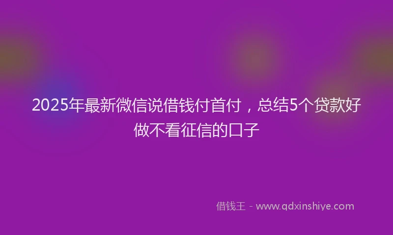 2025年最新微信说借钱付首付，总结5个贷款好做不看征信的口子
