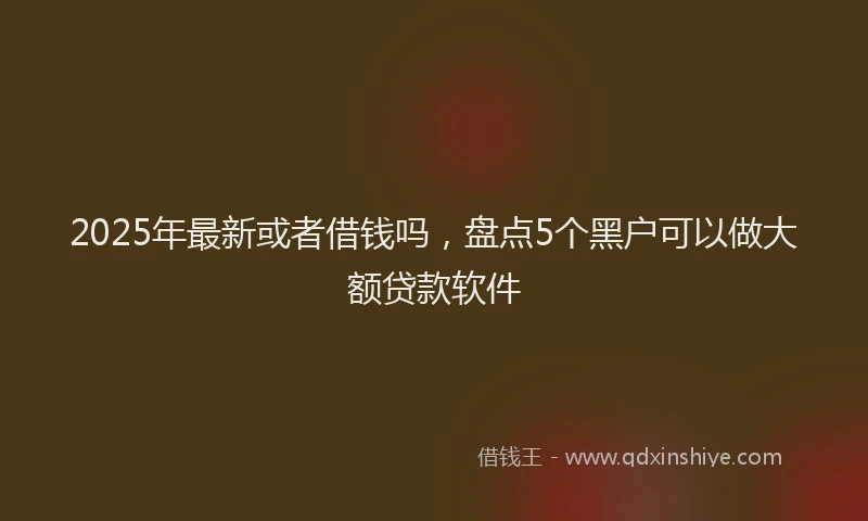 2025年最新或者借钱吗，盘点5个黑户可以做大额贷款软件