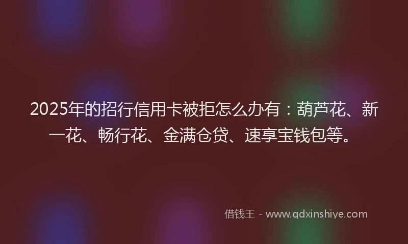 2025年的招行信用卡被拒怎么办有：葫芦花、新一花、畅行花、金满仓贷、速享宝钱包等。