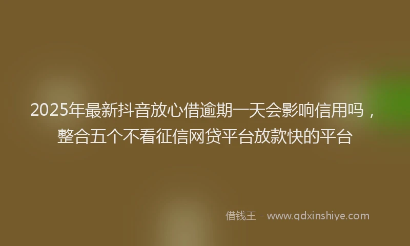 2025年最新抖音放心借逾期一天会影响信用吗，整合五个不看征信网贷平台放款快的平台