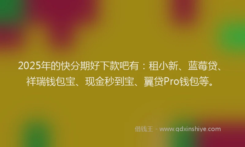 2025年的快分期好下款吧有：租小新、蓝莓贷、祥瑞钱包宝、现金秒到宝、翼贷Pro钱包等。