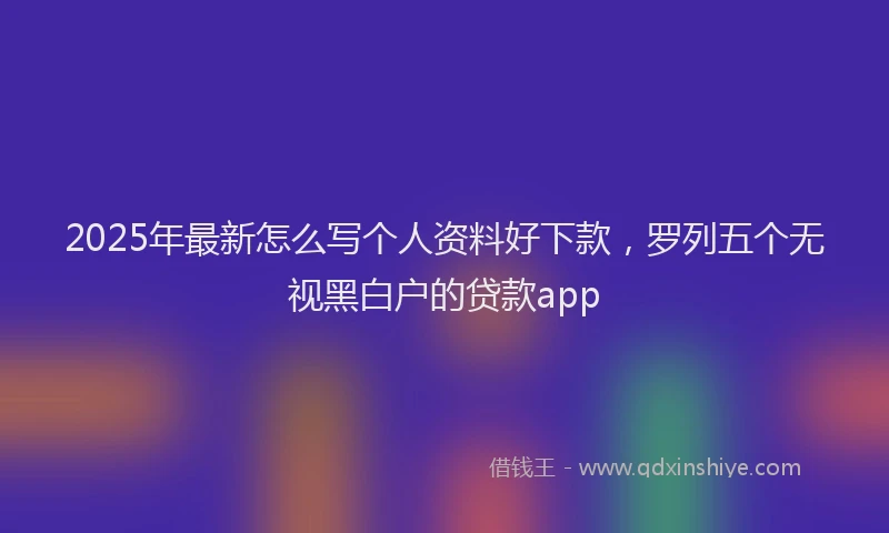 2025年最新怎么写个人资料好下款，罗列五个无视黑白户的贷款app