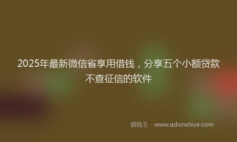 2025年最新微信省享用借钱，分享五个小额贷款不查征信的软件