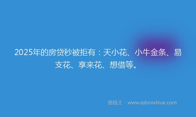 2025年的房贷秒被拒有：天小花、小牛金条、易支花、享来花、想借等。