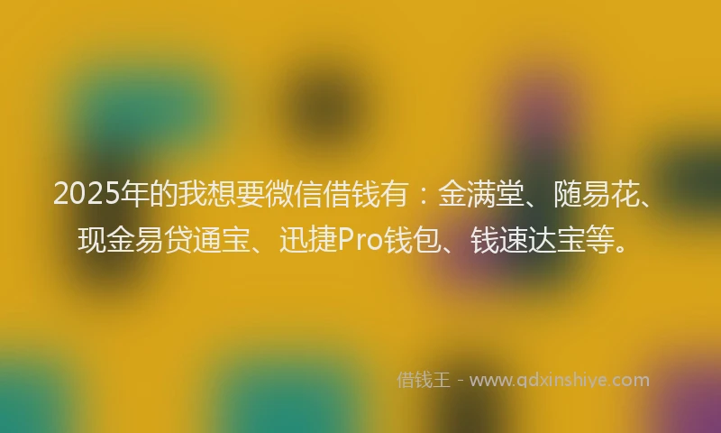 2025年的我想要微信借钱有：金满堂、随易花、现金易贷通宝、迅捷Pro钱包、钱速达宝等。