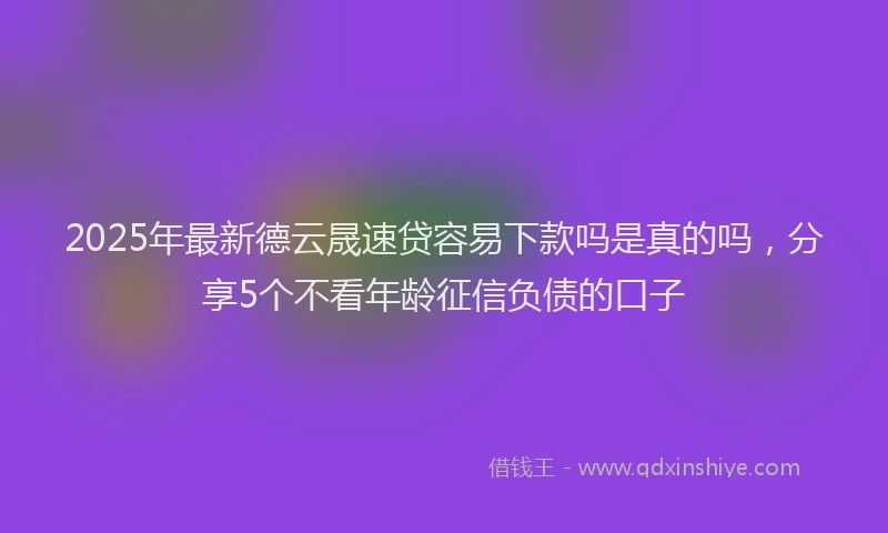 2025年最新德云晟速贷容易下款吗是真的吗，分享5个不看年龄征信负债的口子