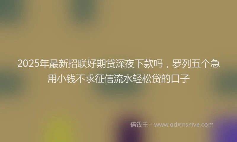 2025年最新招联好期贷深夜下款吗，罗列五个急用小钱不求征信流水轻松贷的口子