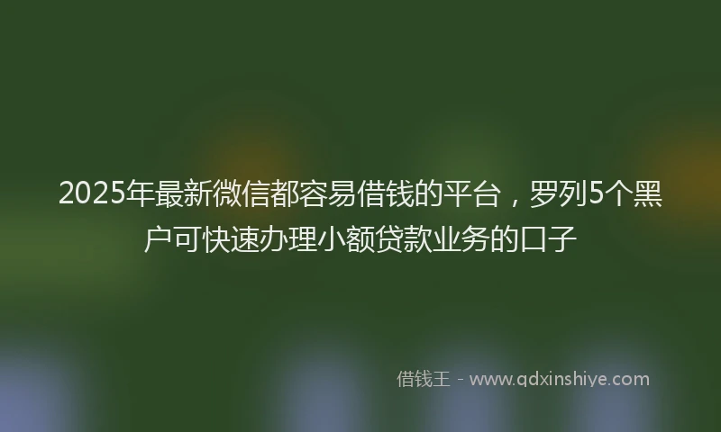 2025年最新微信都容易借钱的平台，罗列5个黑户可快速办理小额贷款业务的口子