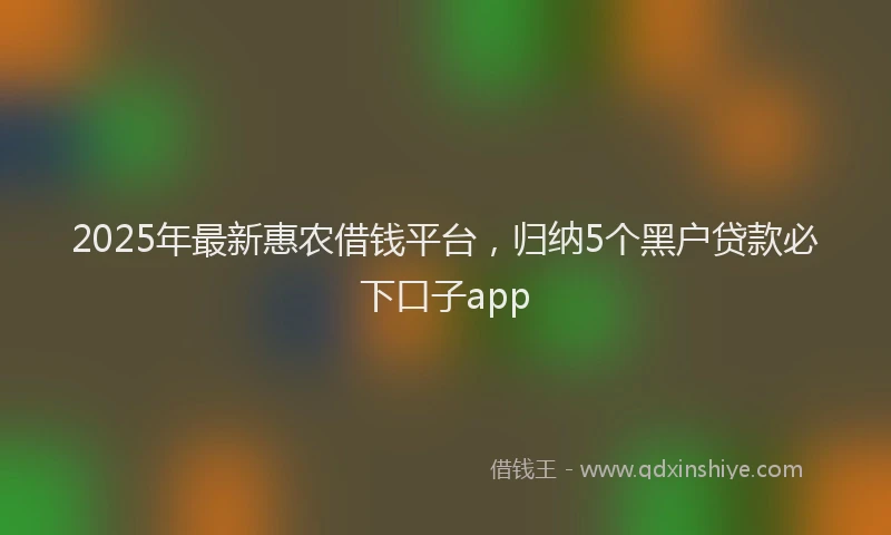 2025年最新惠农借钱平台，归纳5个黑户贷款必下口子app