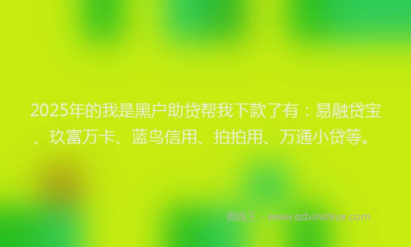 2025年的我是黑户助贷帮我下款了有：易融贷宝、玖富万卡、蓝鸟信用、拍拍用、万通小贷等。