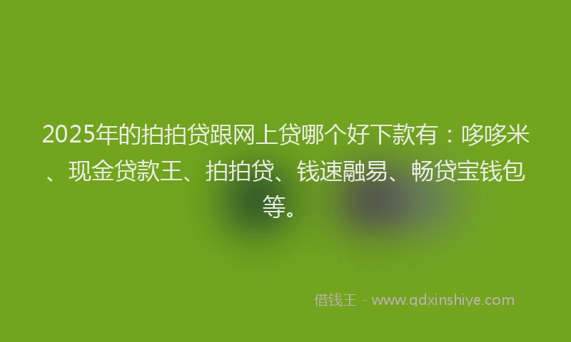 2025年的拍拍贷跟网上贷哪个好下款有：哆哆米、现金贷款王、拍拍贷、钱速融易、畅贷宝钱包等。