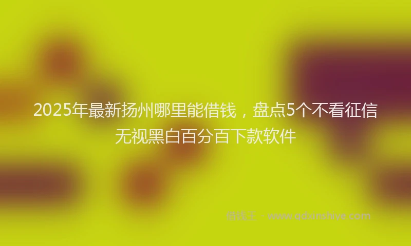 2025年最新扬州哪里能借钱，盘点5个不看征信无视黑白百分百下款软件