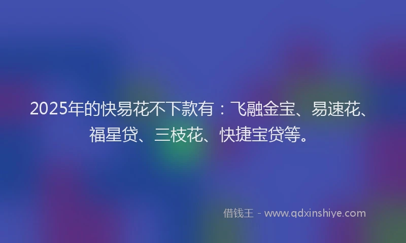2025年的快易花不下款有：飞融金宝、易速花、福星贷、三枝花、快捷宝贷等。