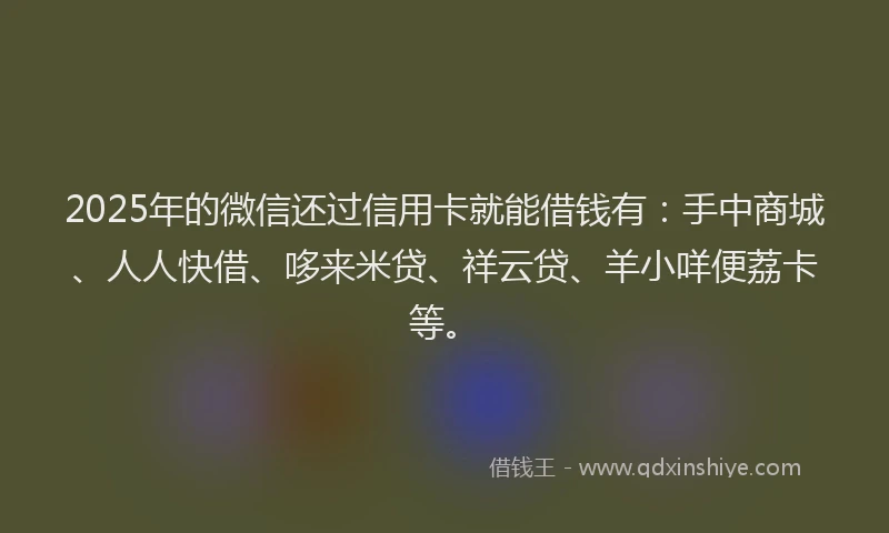 2025年的微信还过信用卡就能借钱有：手中商城、人人快借、哆来米贷、祥云贷、羊小咩便荔卡等。