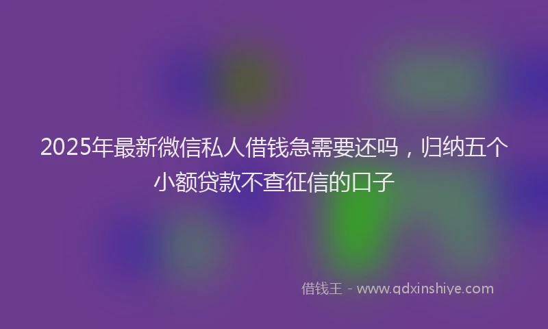 2025年最新微信私人借钱急需要还吗，归纳五个小额贷款不查征信的口子