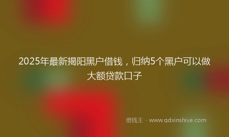 2025年最新揭阳黑户借钱，归纳5个黑户可以做大额贷款口子