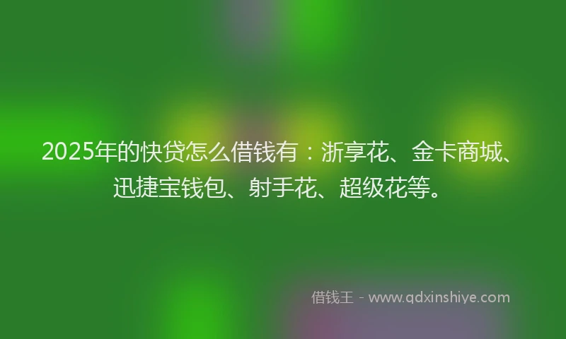 2025年的快贷怎么借钱有：浙享花、金卡商城、迅捷宝钱包、射手花、超级花等。