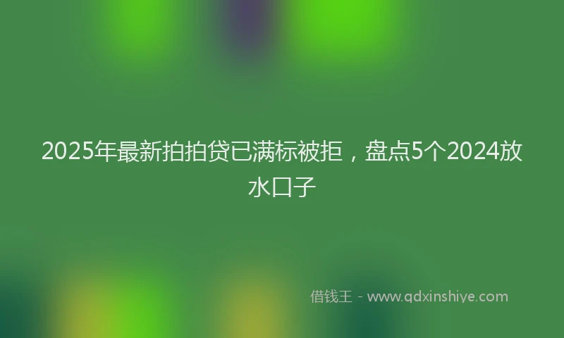 2025年最新拍拍贷已满标被拒，盘点5个2024放水口子