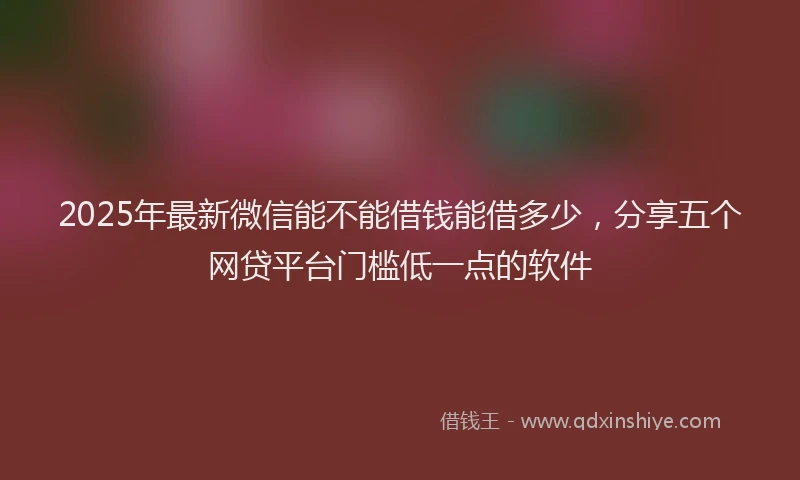 2025年最新微信能不能借钱能借多少，分享五个网贷平台门槛低一点的软件
