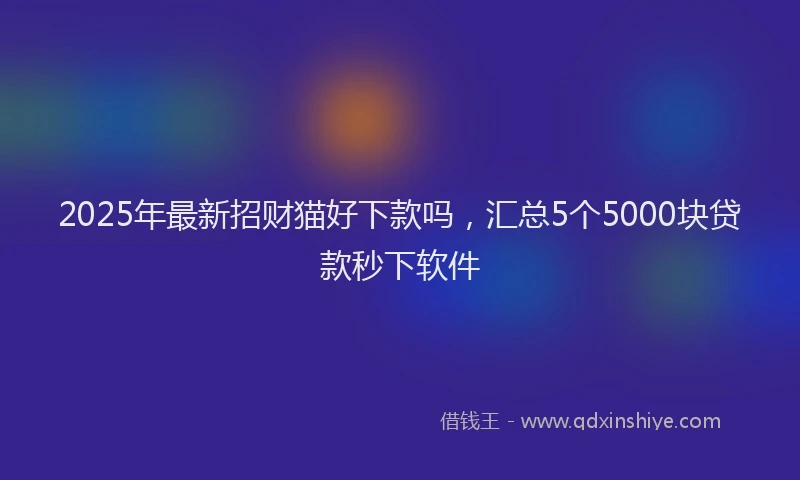 2025年最新招财猫好下款吗，汇总5个5000块贷款秒下软件