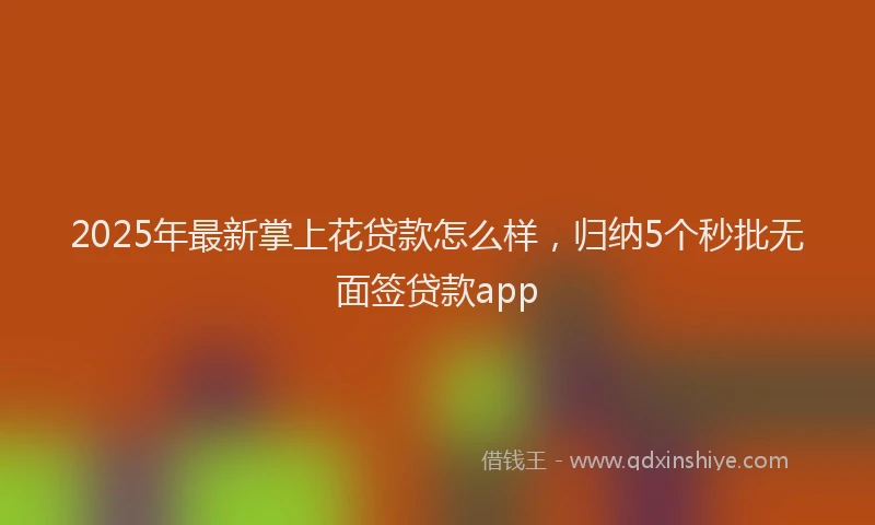 2025年最新掌上花贷款怎么样，归纳5个秒批无面签贷款app