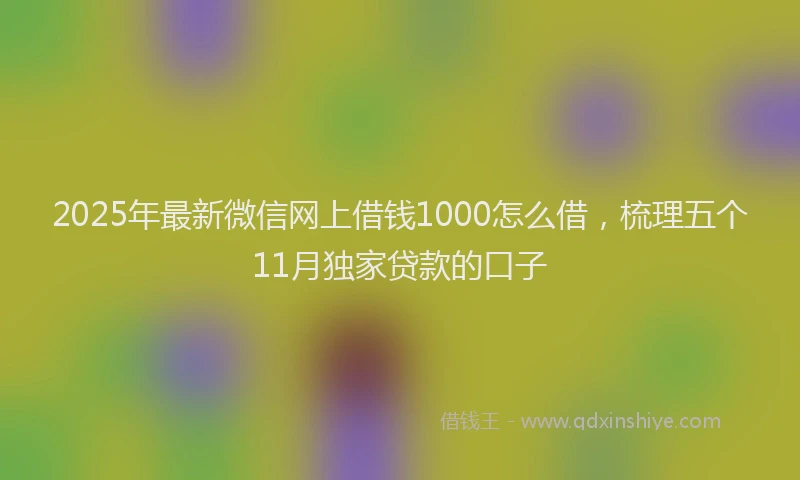 2025年最新微信网上借钱1000怎么借，梳理五个11月独家贷款的口子