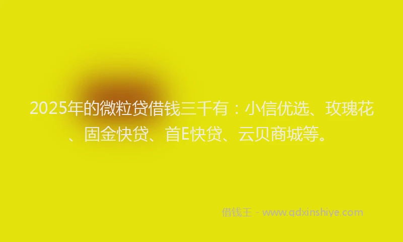 2025年的微粒贷借钱三千有：小信优选、玫瑰花、固金快贷、首E快贷、云贝商城等。