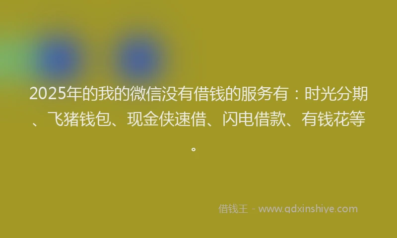 2025年的我的微信没有借钱的服务有：时光分期、飞猪钱包、现金侠速借、闪电借款、有钱花等。
