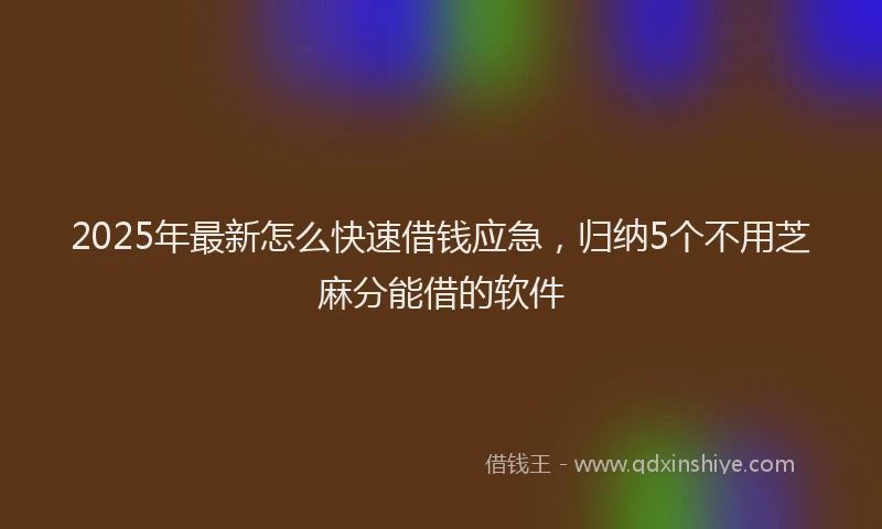 2025年最新怎么快速借钱应急，归纳5个不用芝麻分能借的软件