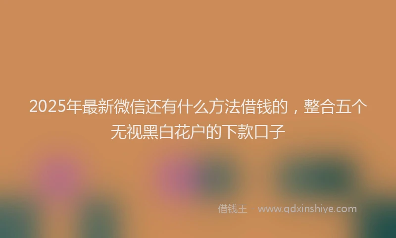 2025年最新微信还有什么方法借钱的，整合五个无视黑白花户的下款口子