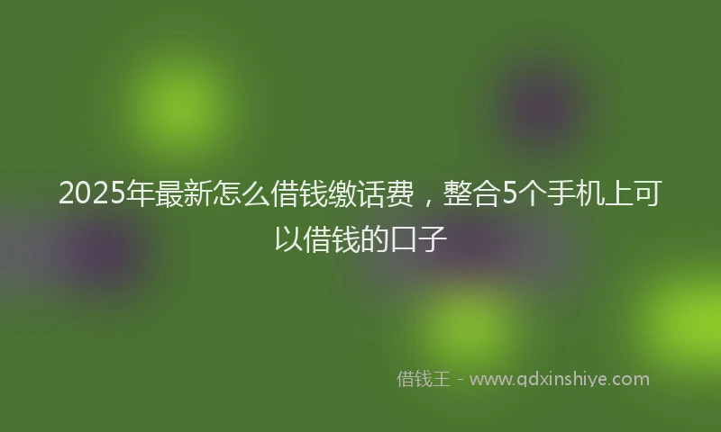 2025年最新怎么借钱缴话费，整合5个手机上可以借钱的口子