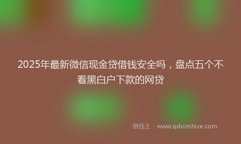 2025年最新微信现金贷借钱安全吗，盘点五个不看黑白户下款的网贷