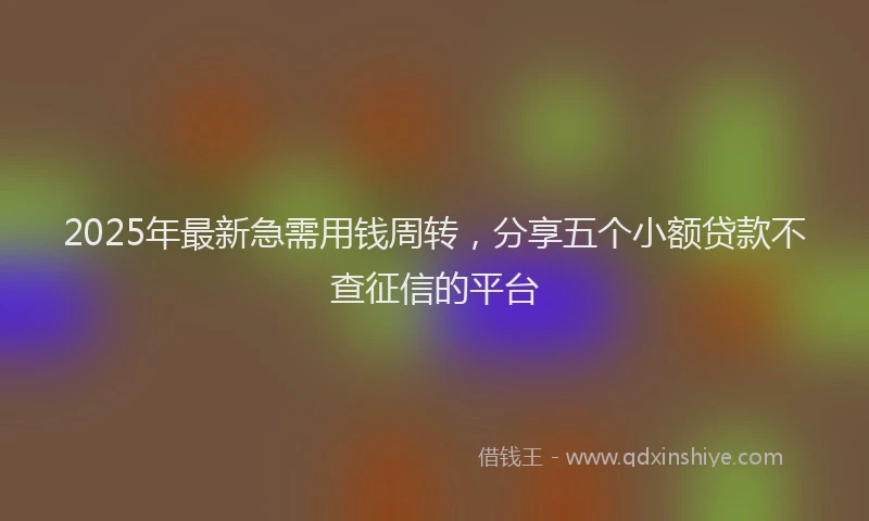 2025年最新急需用钱周转，分享五个小额贷款不查征信的平台