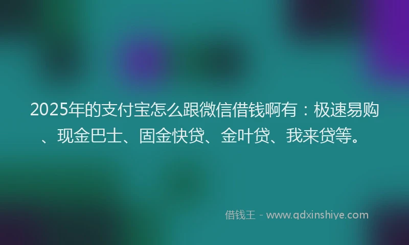 2025年的支付宝怎么跟微信借钱啊有：极速易购、现金巴士、固金快贷、金叶贷、我来贷等。