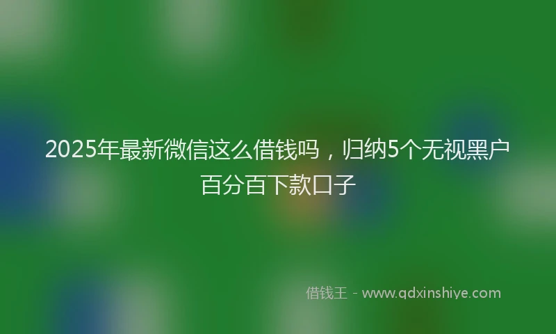 2025年最新微信这么借钱吗，归纳5个无视黑户百分百下款口子