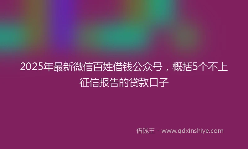 2025年最新微信百姓借钱公众号，概括5个不上征信报告的贷款口子