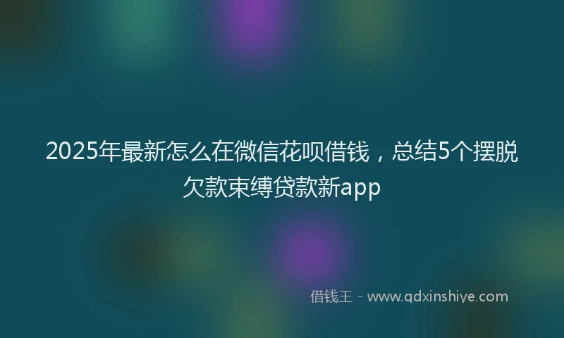 2025年最新怎么在微信花呗借钱，总结5个摆脱欠款束缚贷款新app