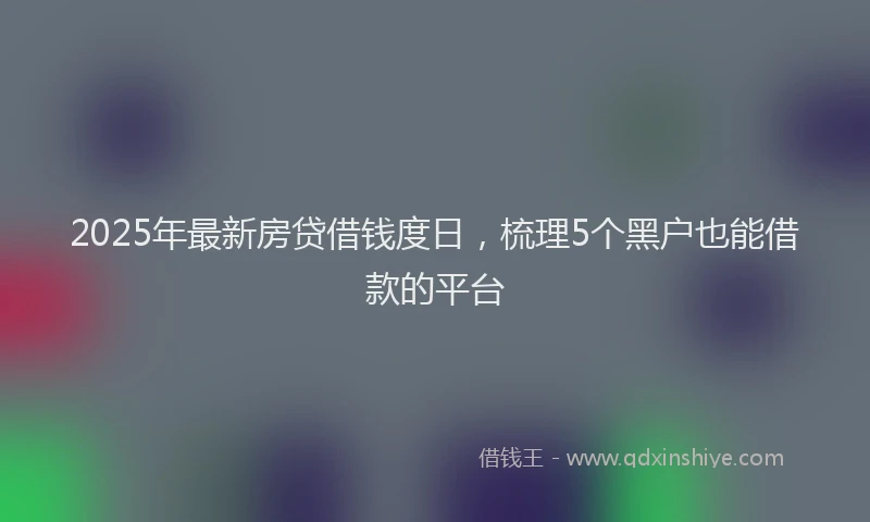 2025年最新房贷借钱度日，梳理5个黑户也能借款的平台