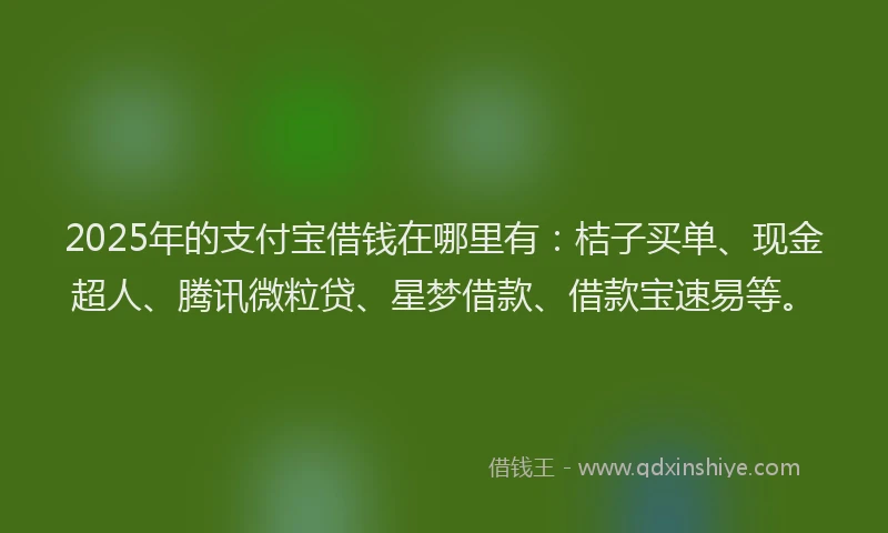 2025年的支付宝借钱在哪里有：桔子买单、现金超人、腾讯微粒贷、星梦借款、借款宝速易等。