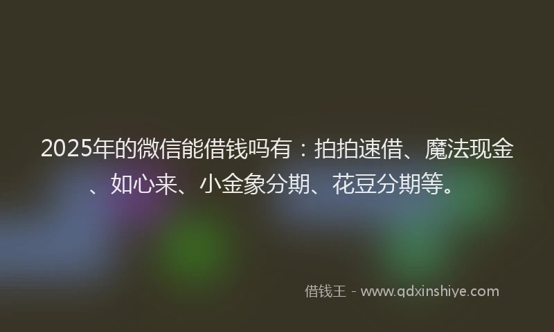 2025年的微信能借钱吗有：拍拍速借、魔法现金、如心来、小金象分期、花豆分期等。