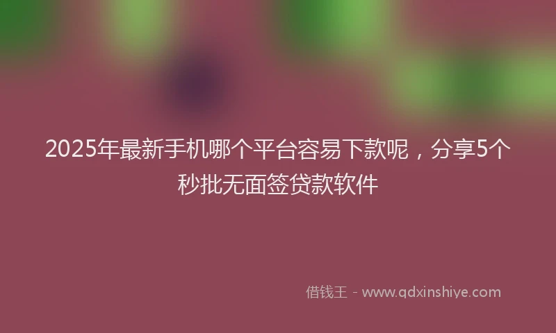 2025年最新手机哪个平台容易下款呢，分享5个秒批无面签贷款软件