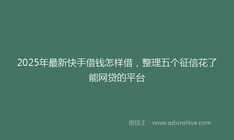 2025年最新快手借钱怎样借，整理五个征信花了能网贷的平台