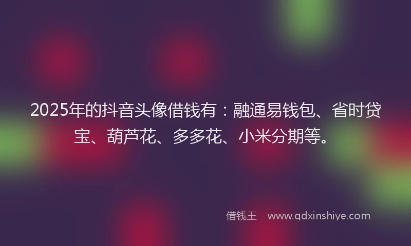 2025年的抖音头像借钱有：融通易钱包、省时贷宝、葫芦花、多多花、小米分期等。