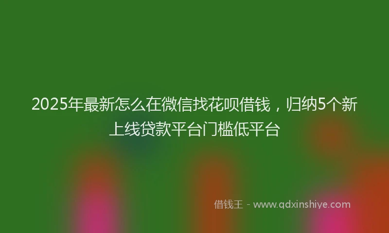 2025年最新怎么在微信找花呗借钱，归纳5个新上线贷款平台门槛低平台