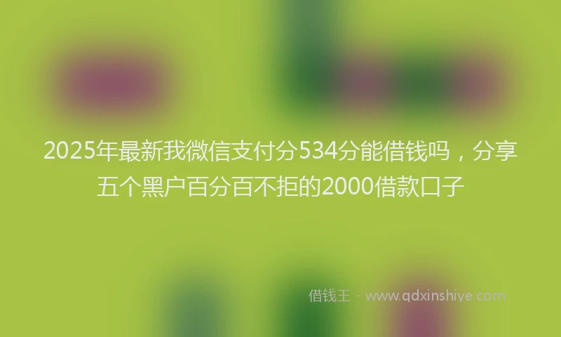 2025年最新我微信支付分534分能借钱吗，分享五个黑户百分百不拒的2000借款口子