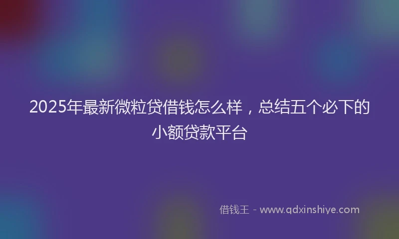 2025年最新微粒贷借钱怎么样，总结五个必下的小额贷款平台
