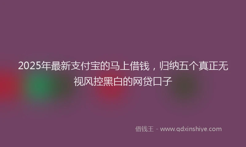 2025年最新支付宝的马上借钱，归纳五个真正无视风控黑白的网贷口子