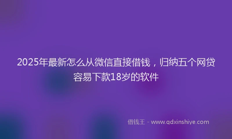 2025年最新怎么从微信直接借钱，归纳五个网贷容易下款18岁的软件